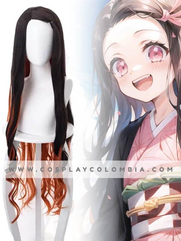 Peluca nezuko Kimetsu no Yaiba cosplay colombia cotton galaxy tienda 01