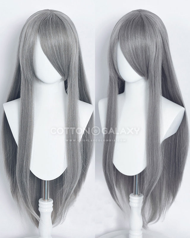 Peluca base para Cosplay liza 80cm Gris - Imagen 2