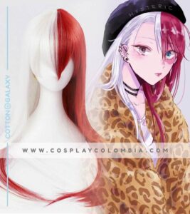 Todoroki Shoto girl female peluca cosplay larga roja y blanca tienda colombia cotton galaxy 01