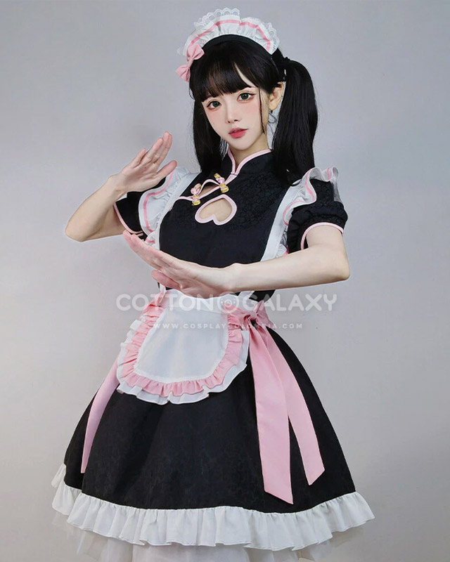 Traje qipao Maid de corazón Rosa - Imagen 2